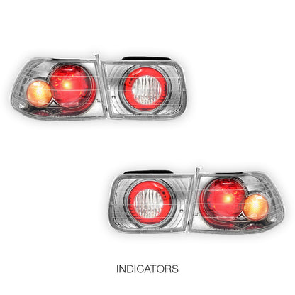 Honda Civic EK (1996 - 2000) Crystal Clear Altezza Halogen Tail Lights LH + RH