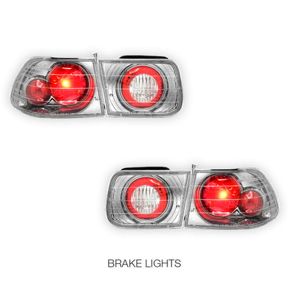 Honda Civic EK (1996 - 2000) Crystal Clear Altezza Halogen Tail Lights LH + RH