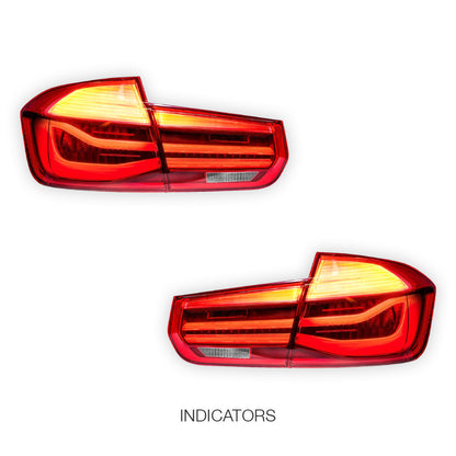 BMW 3 Series F30 / F80 (2012 - 2018) Red LCI Style Full LED Tail Lights LH + RH