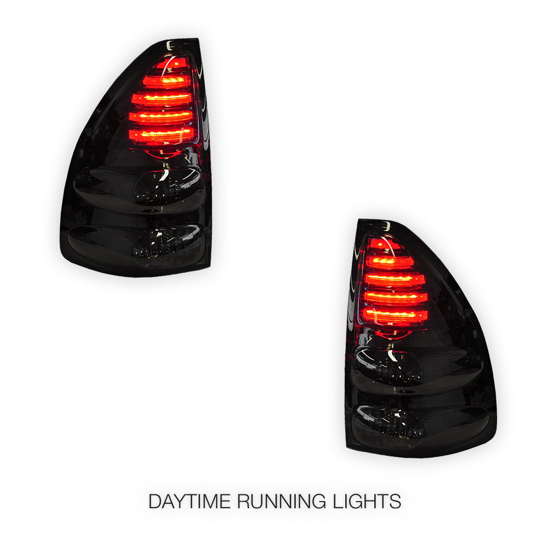 Toyota LandCruiser Prado 120 Series (2003 - 2009) Smoked Black LED Tail Lights LH + RH