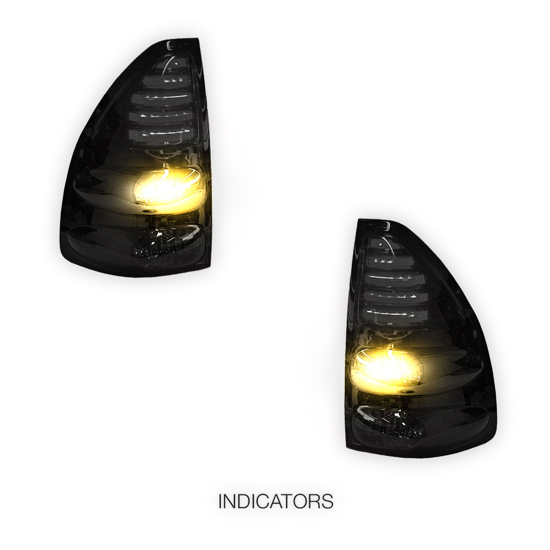 Toyota LandCruiser Prado 120 Series (2003 - 2009) Smoked Black LED Tail Lights LH + RH
