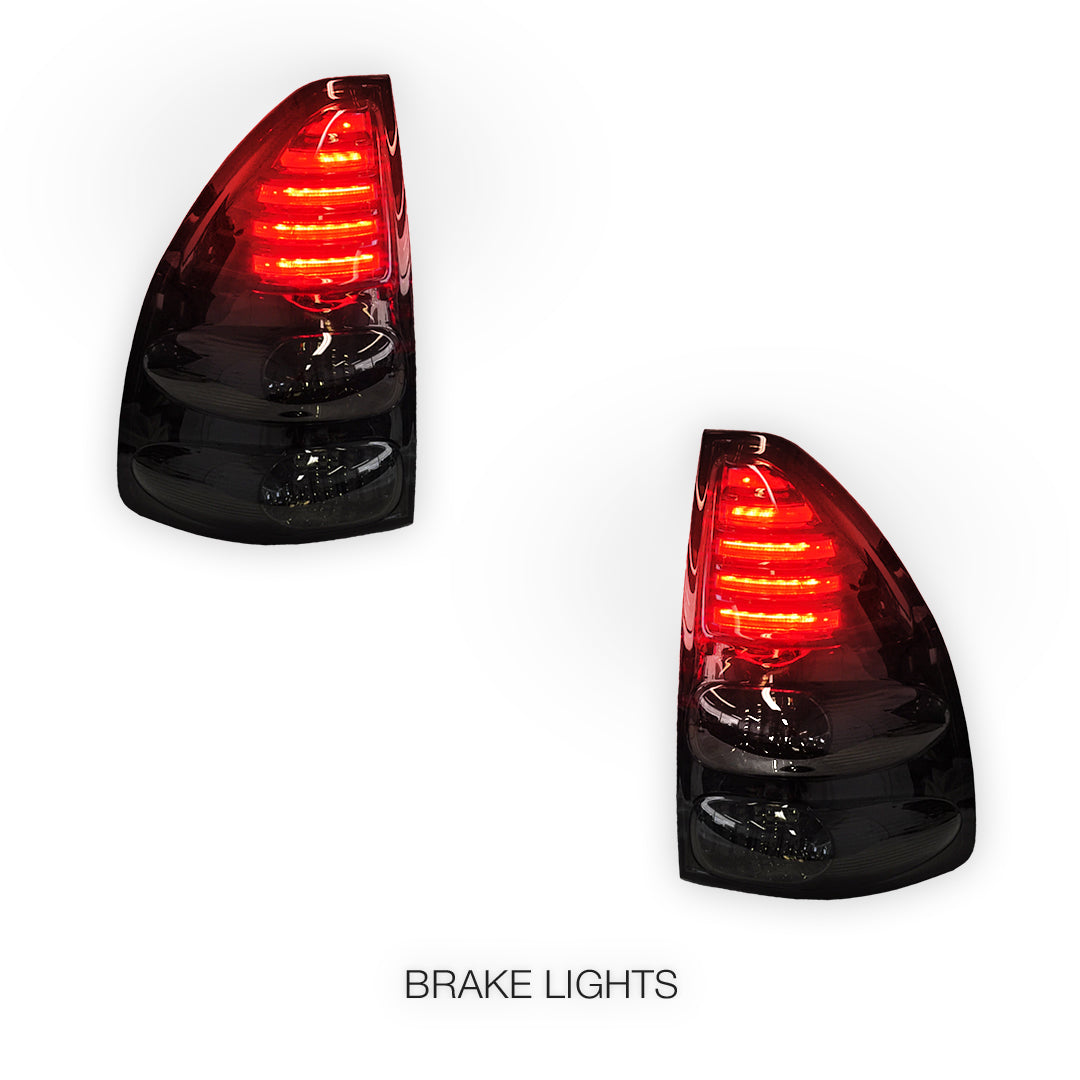 Toyota LandCruiser Prado 120 Series (2003 - 2009) Smoked Black LED Tail Lights LH + RH