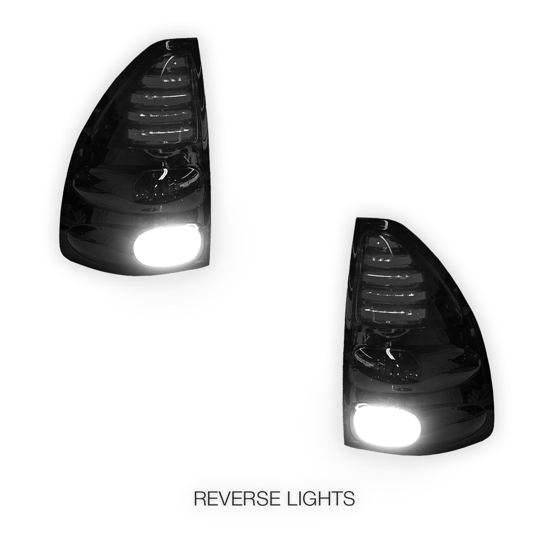 Toyota LandCruiser Prado 120 Series (2003 - 2009) Smoked Black LED Tail Lights LH + RH