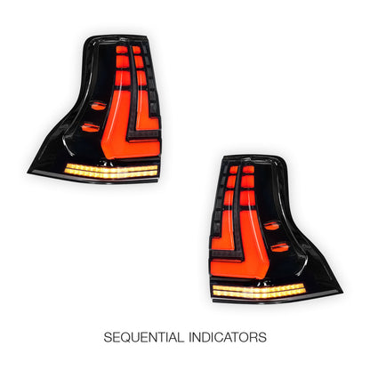 Toyota LandCruiser Prado 150 Series (2018 - 2023) Smoked Sequential Full LED Tail Lights LH + RH
