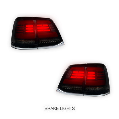 Toyota LandCruiser 200 Series (2007 - 2015) Black Sequential Full LED Tail Lights LH + RH