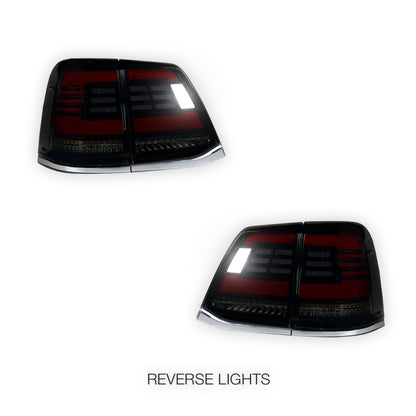 Toyota LandCruiser 200 Series (2007 - 2015) Black Sequential Full LED Tail Lights LH + RH