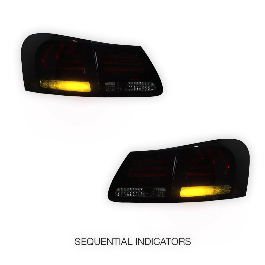 Lexus GS S190 (2005 - 2010) Smoked Red Sequential 3D LED Stripe Bar Tail Lights LH + RH