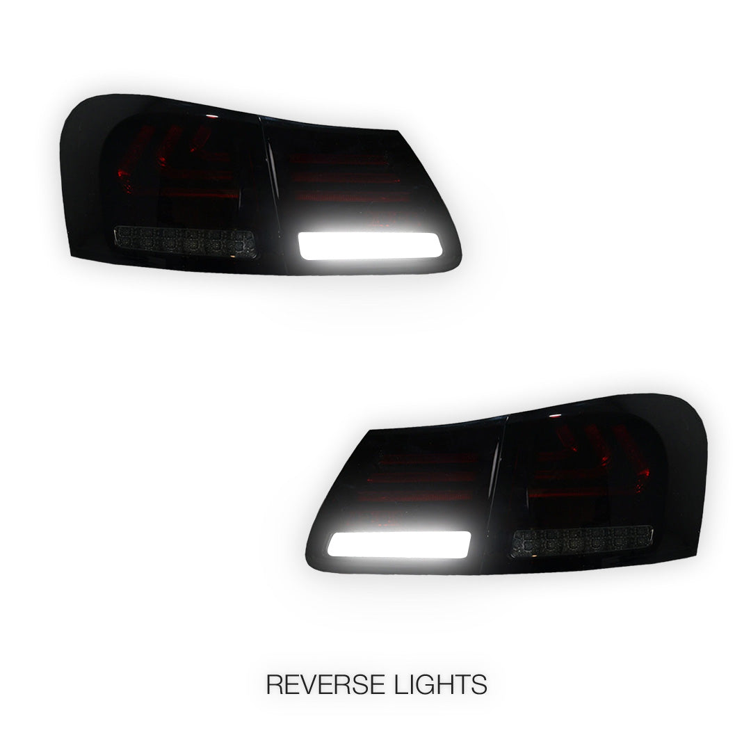 Lexus GS S190 (2005 - 2010) Smoked Red Sequential 3D LED Stripe Bar Tail Lights LH + RH
