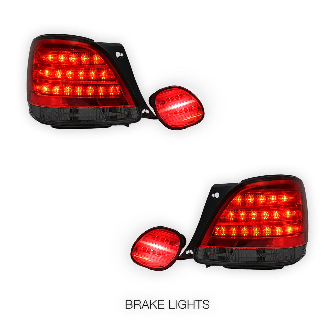 Lexus GS S160 (1998 - 2005) Smoked Red LED Tail Lights with Trunk Lights LH + RH