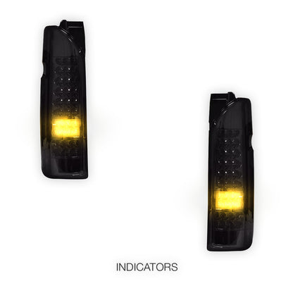 Toyota HiAce H200 (2005 - 2018) Smoked Black LED Tail Lights LH + RH