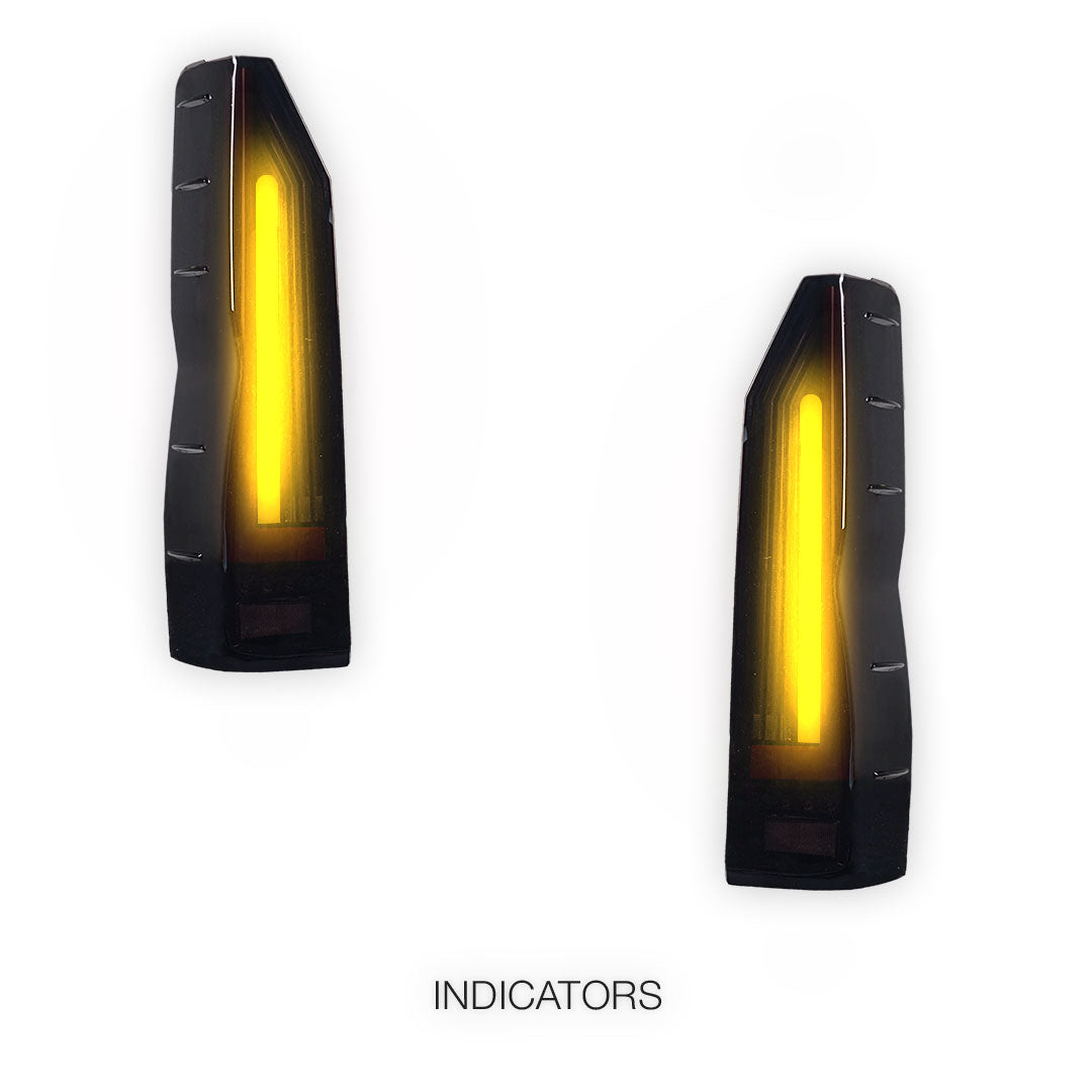Toyota HiAce H300 (2020 - 2025) Smoked Black Sequential Full 3D LED Stripe Tail Lights LH + RH