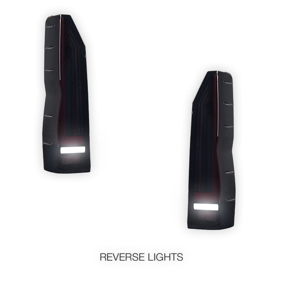 Toyota HiAce H300 (2020 - 2025) Smoked Black Sequential Full 3D LED Stripe Tail Lights LH + RH