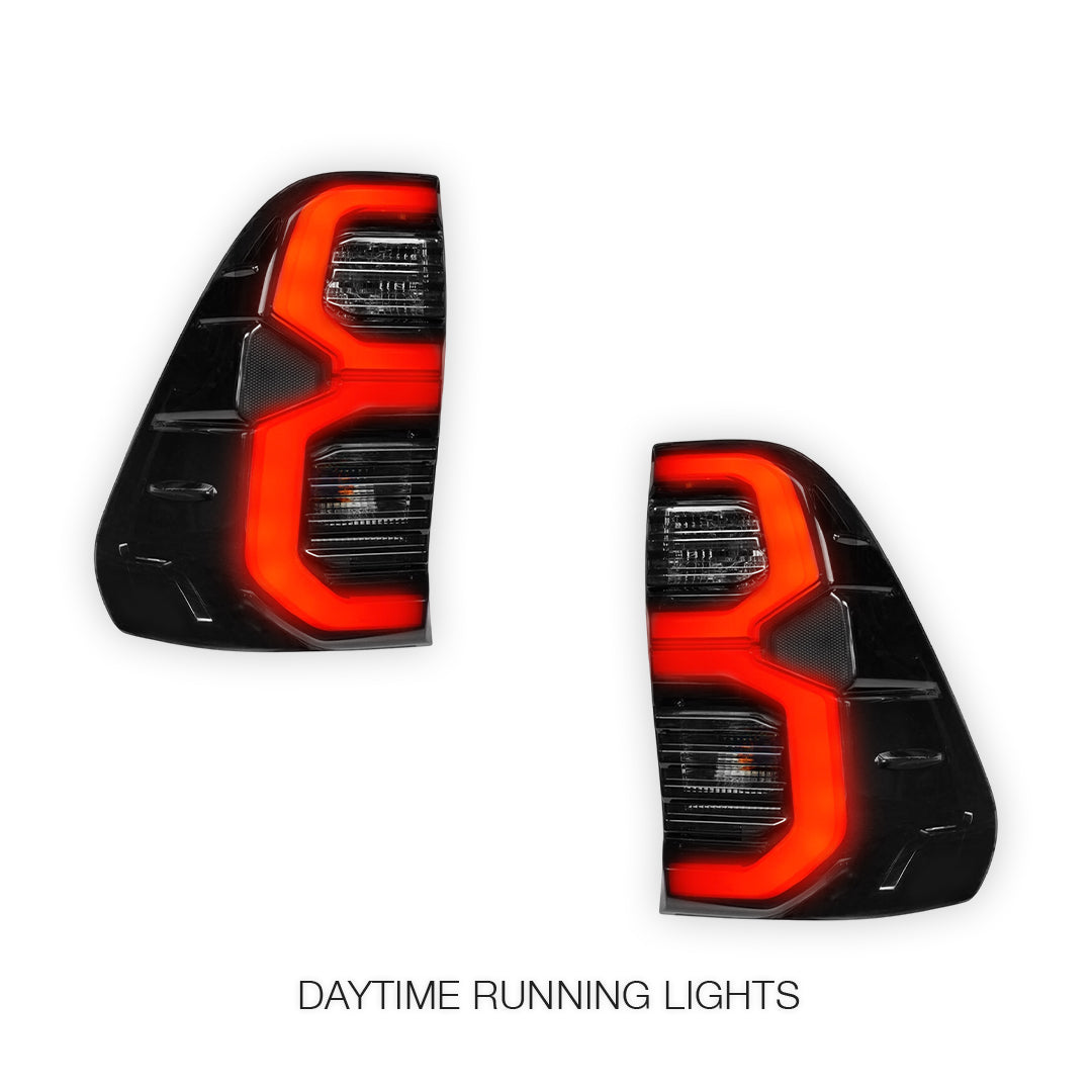 Toyota HiLux N80 / Revo Rocco (2015 - 2025) Smoked MY12 Update Style 3D LED Stripe Bar Tail Lights LH + RH