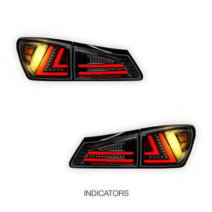 Lexus IS GSE20 (2005 - 2013) 3D Full LED Stripe Tail Lights LH + RH