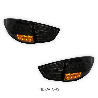 Hyundai Tucson JM / TL / TLE (2009 - 2015) Smoked Black Full LED Tail Lights LH + RH
