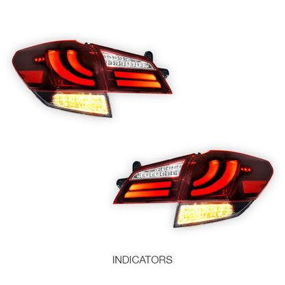 Subaru Liberty BM GEN 5 (2009 - 2014) Crystal-Eye Clear Red Sequential Full LED Tail Lights LH + RH