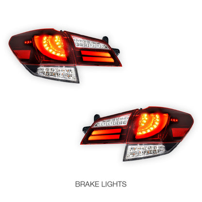 Subaru Liberty BM GEN 5 (2009 - 2014) Crystal-Eye Clear Red Sequential Full LED Tail Lights LH + RH