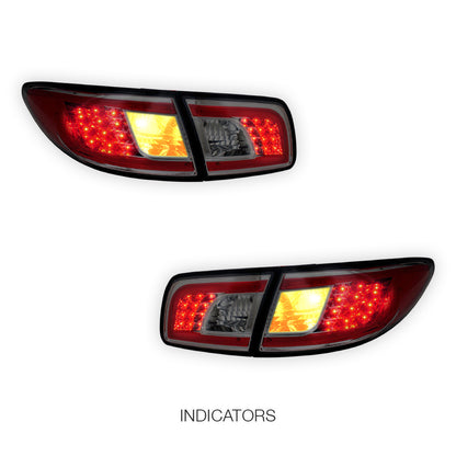 Mazda 6 GG (2002 - 2007) Full Smoked LED Tail Lights LH + RH