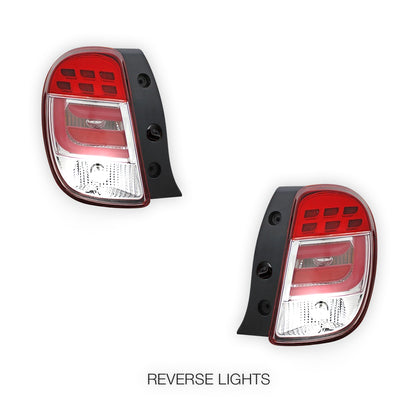 Nissan Micra K13 (2010 - 2014) Clear Red 3D LED Stripe Tail Lights LH + RH
