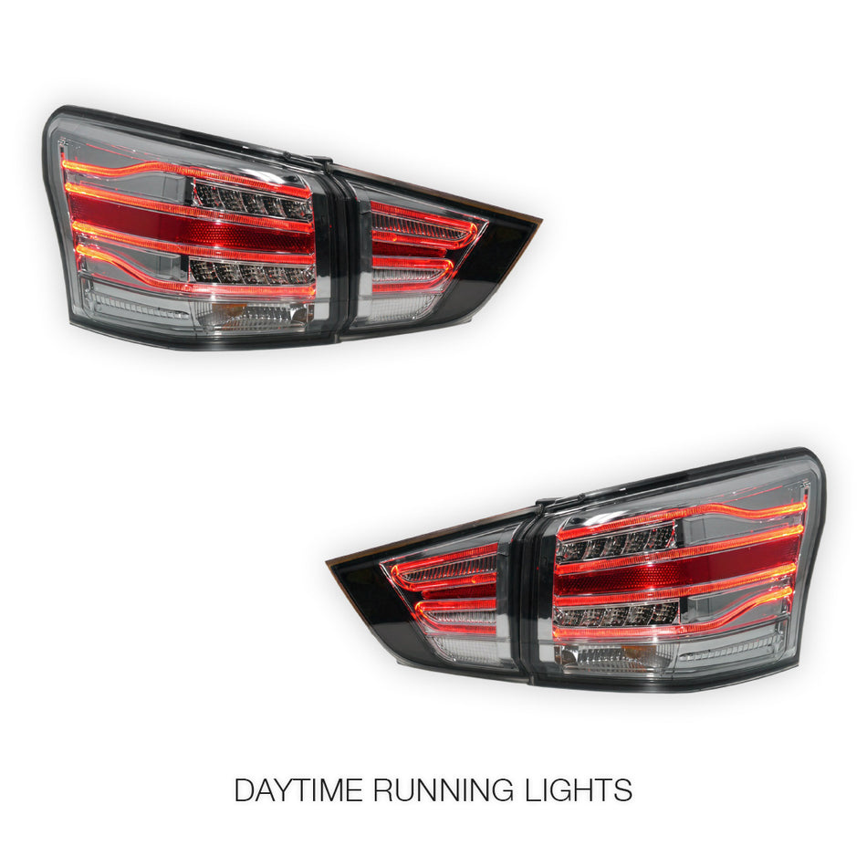 Isuzu MU-X (2013 - 2016) Smoked Black 3D LED Stripe Bar Tail Lights LH + RH
