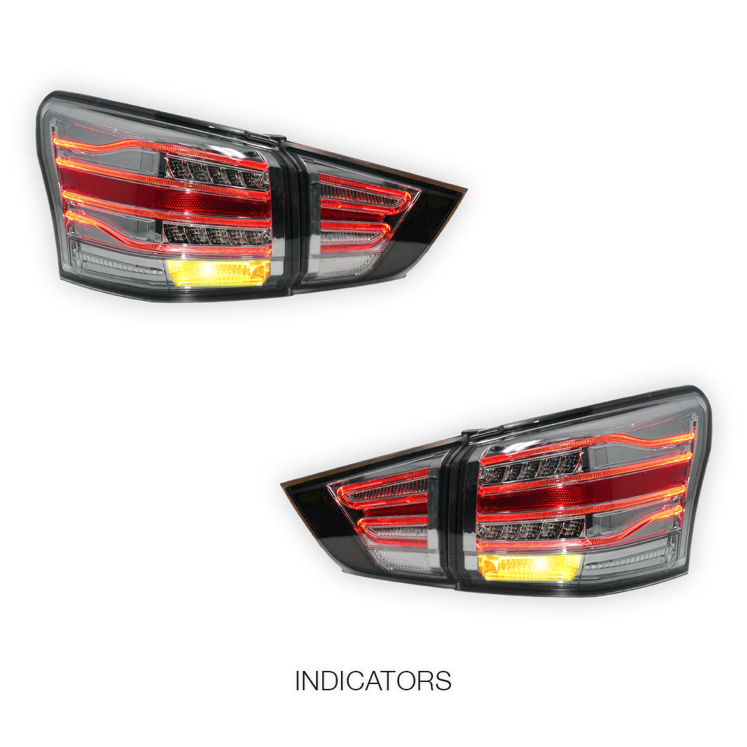 Isuzu MU-X (2013 - 2016) Smoked Black 3D LED Stripe Bar Tail Lights LH + RH