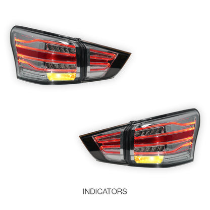 Isuzu MU-X (2013 - 2016) Smoked Black 3D LED Stripe Bar Tail Lights LH + RH