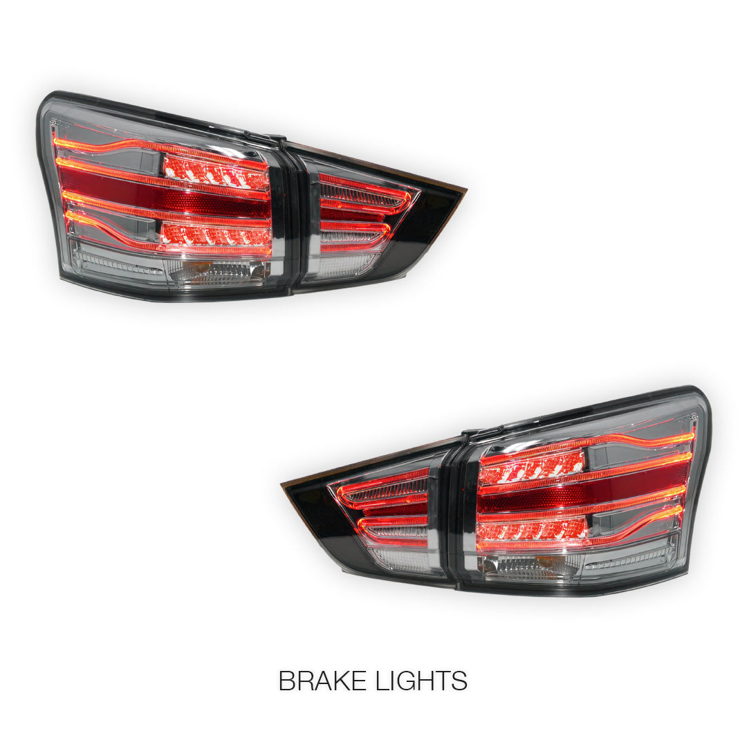 Isuzu MU-X (2013 - 2016) Smoked Black 3D LED Stripe Bar Tail Lights LH + RH