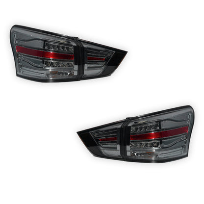Isuzu MU-X (2013 - 2016) Smoked Black 3D LED Stripe Bar Tail Lights LH + RH