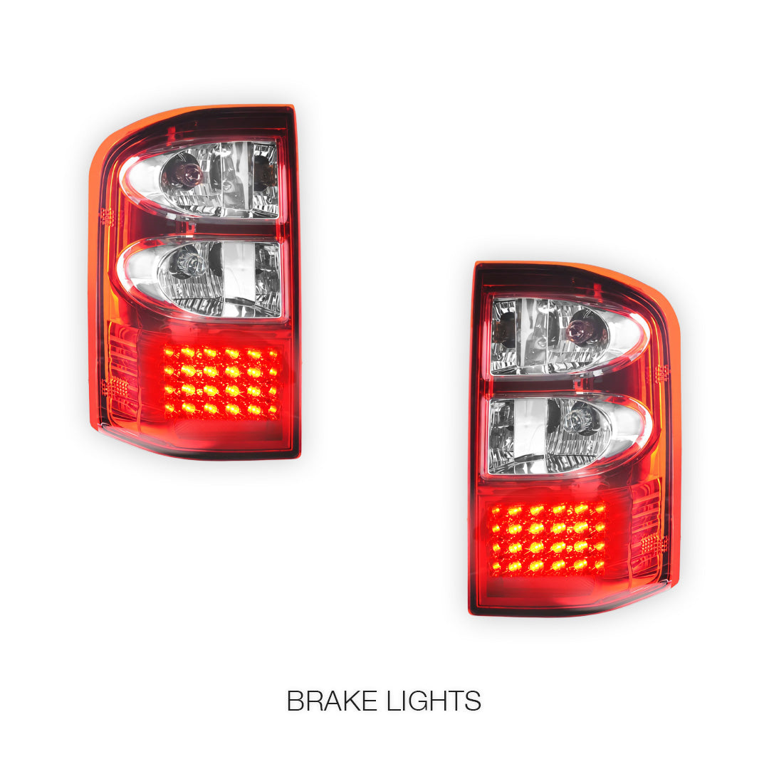 Nissan Patrol GU (1997 - 2004) Clear Red LED Tail Lights LH + RH