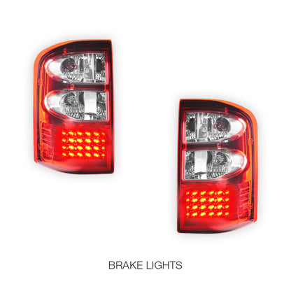 Nissan Patrol GU (1997 - 2004) Clear Red LED Tail Lights LH + RH