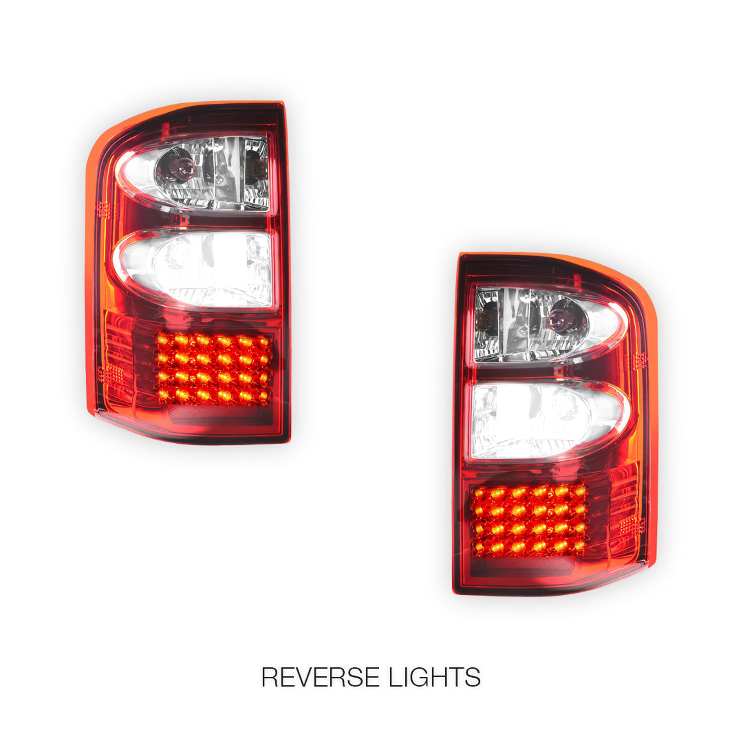 Nissan Patrol GU (1997 - 2004) Clear Red LED Tail Lights LH + RH