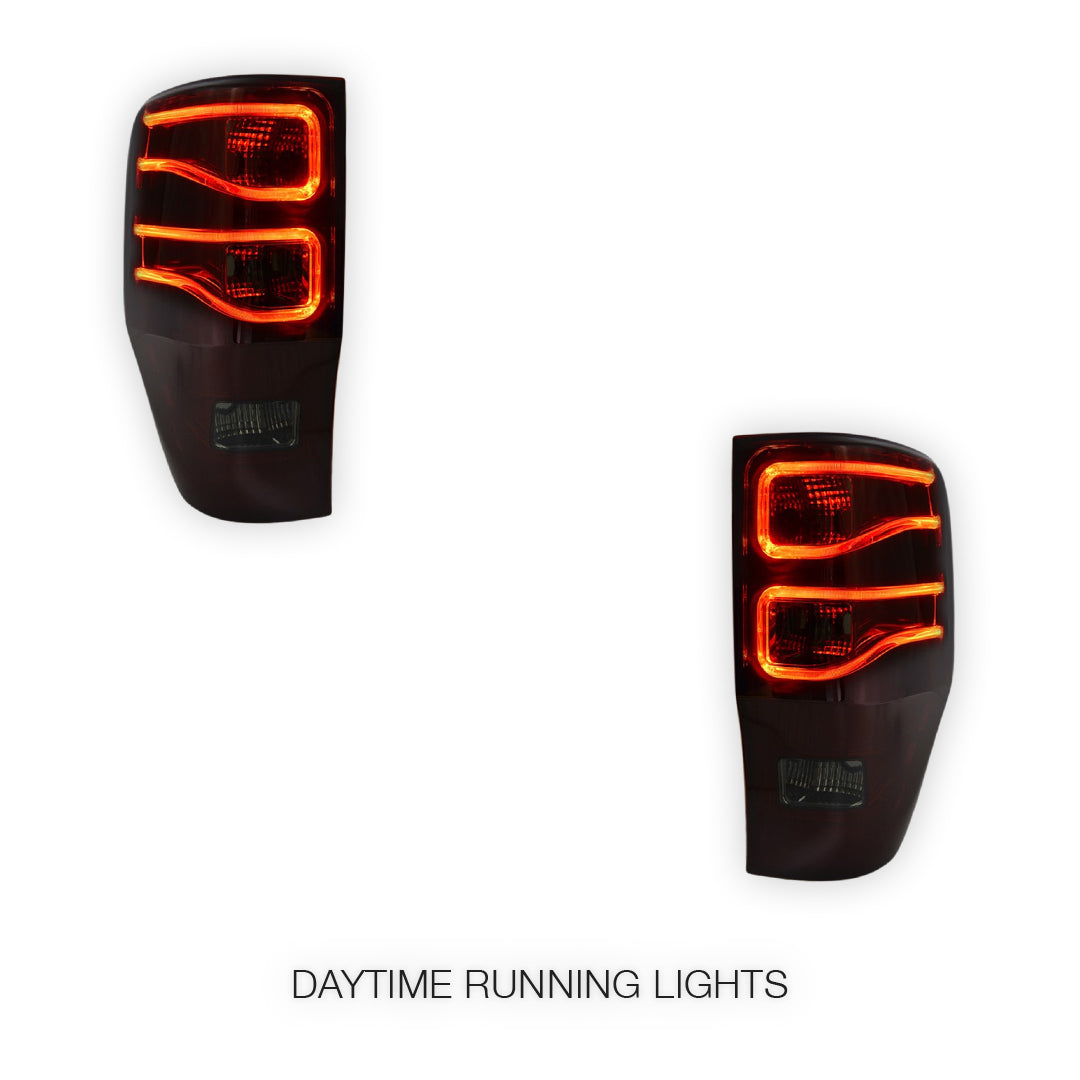 Ford Ranger PX MK1 / MK2 / MK3 (2011 - 2021) Smoked Red 3D LED Stripe Bar Tail Lights LH + RH