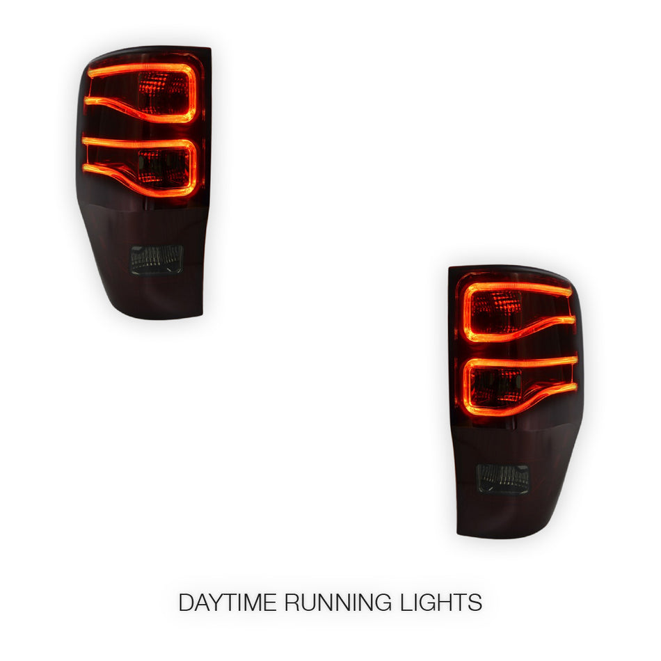 Ford Ranger PX MK1 / MK2 / MK3 (2011 - 2021) Smoked Red 3D LED Stripe Bar Tail Lights LH + RH