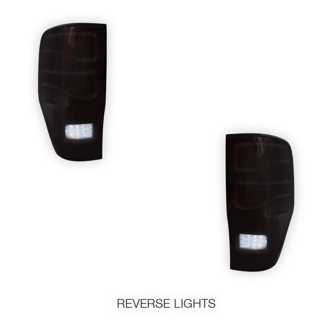 Ford Ranger PX MK1 / MK2 / MK3 (2011 - 2021) Smoked Red 3D LED Stripe Bar Tail Lights LH + RH