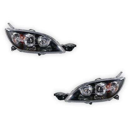 Mazda 3 BK 5-Door Hatch (2003 - 2009) Black Headlights LH + RH