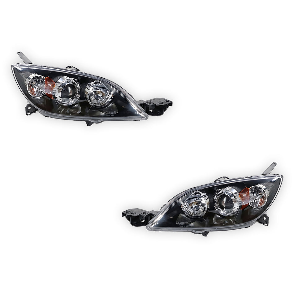 Mazda 3 BK 5-Door Hatch (2003 - 2009) Black Headlights LH + RH