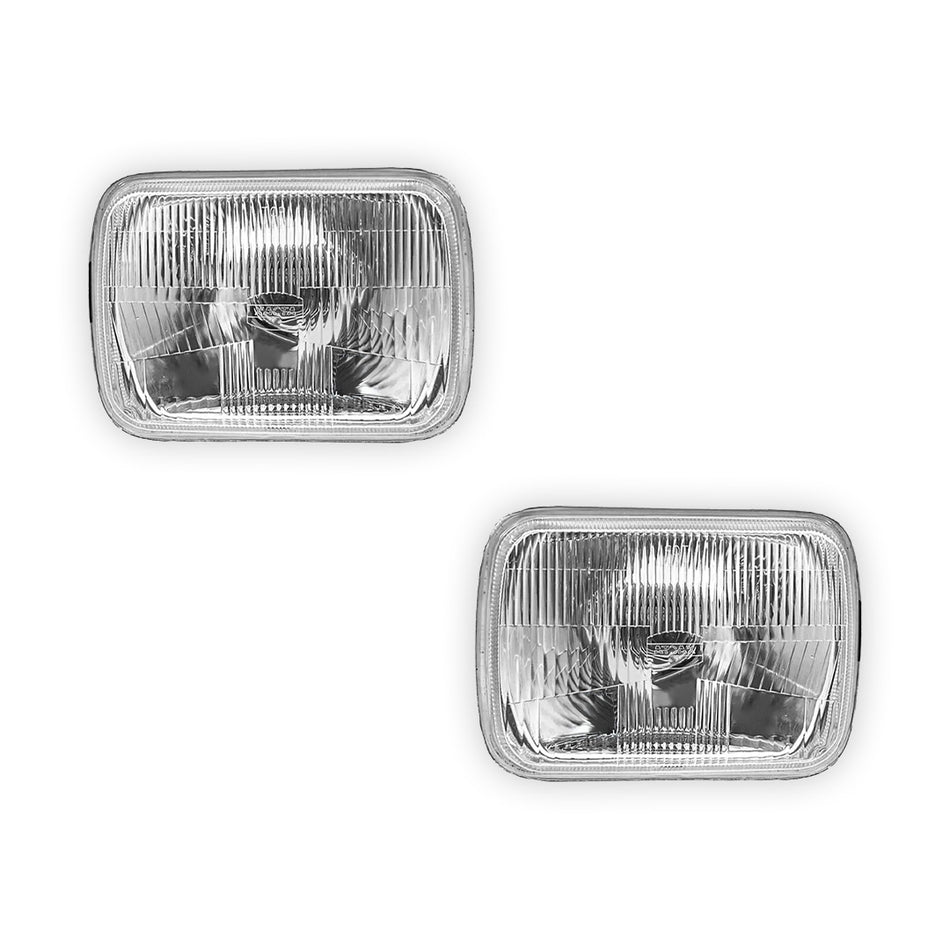 Toyota HiLux N30 / N40 / N50 / N60 (1980 - 2005) Headlights with H4 Globe Glass Lens LH + RH