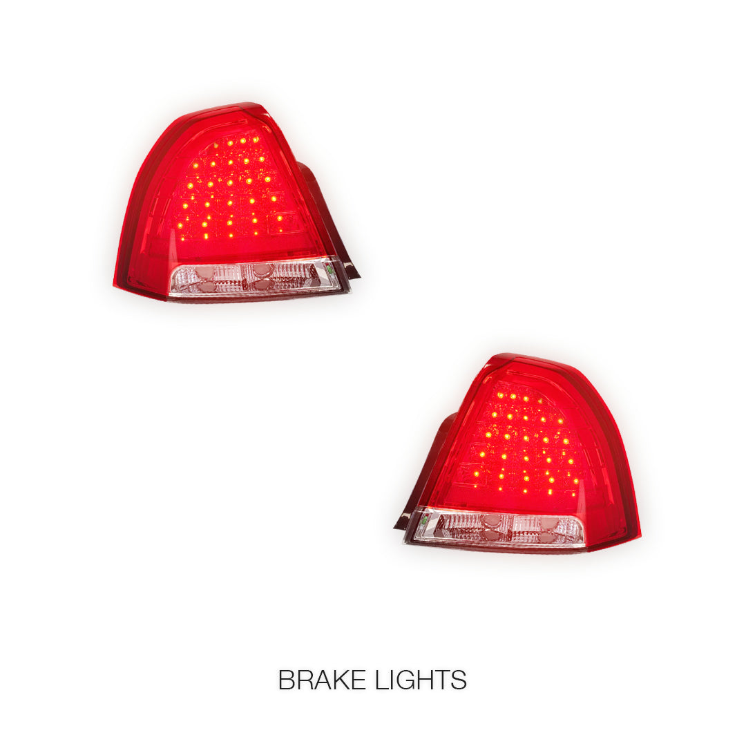 Holden Statesman WM (2006 - 2010) Clear Red LED Tail Lights LH + RH