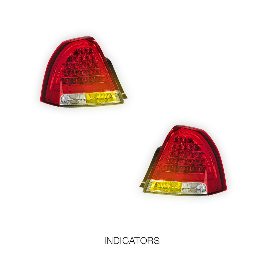 Holden Statesman WM (2006 - 2010) Clear Red LED Tail Lights LH + RH