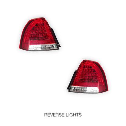 Holden Statesman WM (2006 - 2010) Clear Red LED Tail Lights LH + RH