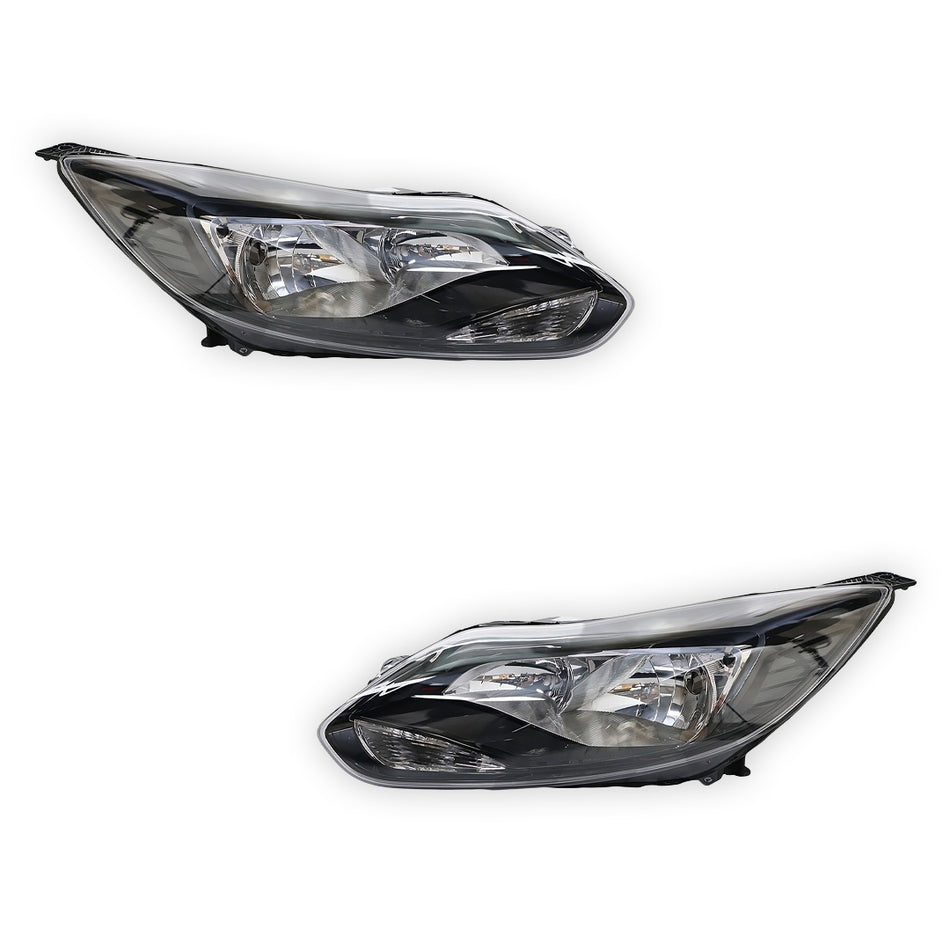 Ford Focus LW (2011 - 2015) Black Halogen Headlights LH + RH