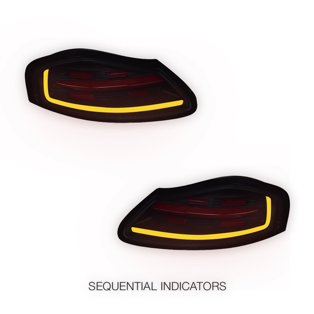 Porsche Boxter 986 Series (1997 - 2004) Smoked Black Sequential Full LED Tail Lights LH + RH