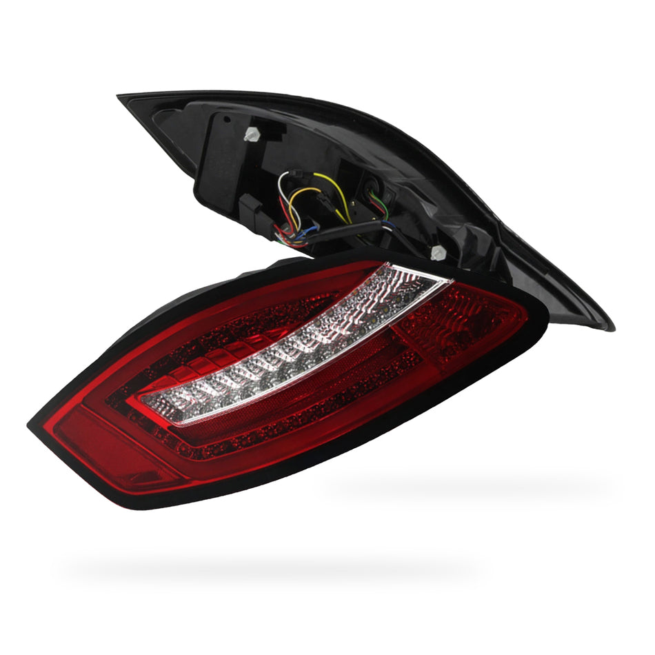 Porsche Boxter 987 Series (2005 - 2008) Clear Red Sequential LED 3D Stripe Bar Tail Lights LH + RH