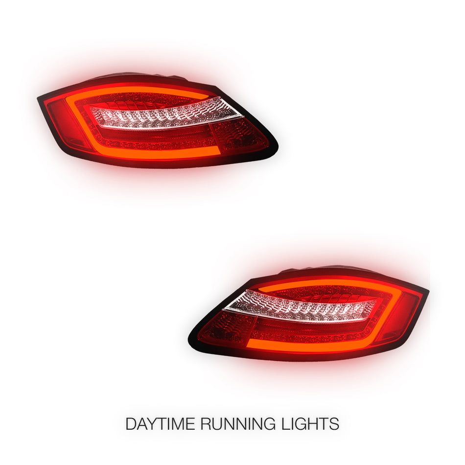 Porsche Boxter 987 Series (2005 - 2008) Clear Red Sequential LED 3D Stripe Bar Tail Lights LH + RH