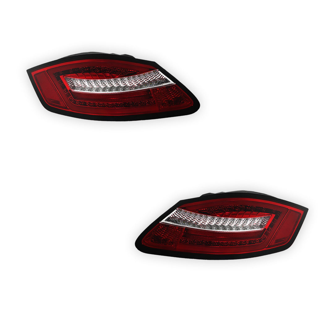 Porsche Boxter 987 Series (2005 - 2008) Clear Red Sequential LED 3D Stripe Bar Tail Lights LH + RH