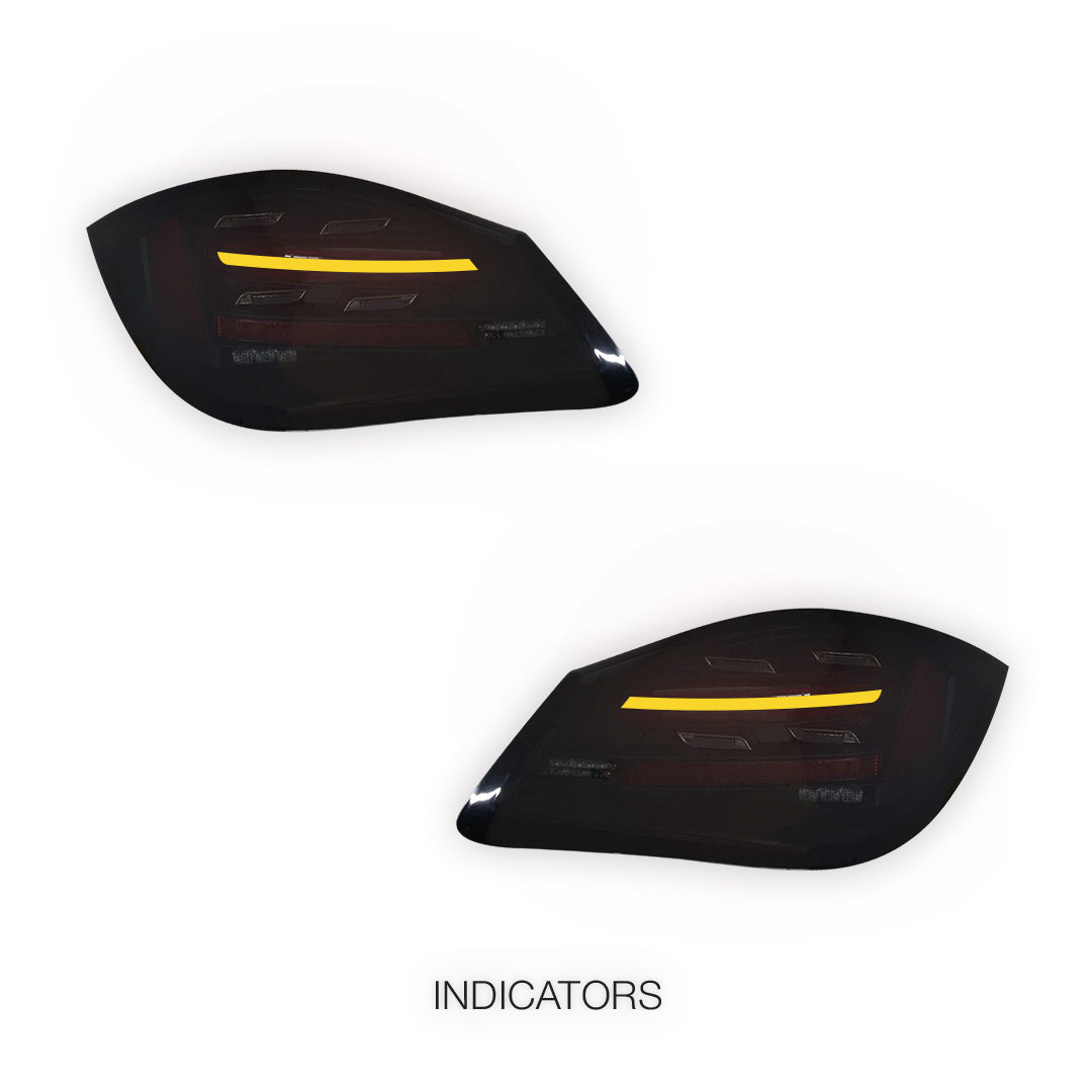 Porsche Boxter 987 Series (2009 - 2012) Smoked Red Sequential LED 3D Stripe Bar Tail Lights LH + RH