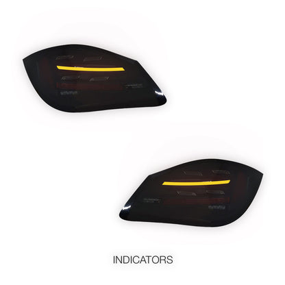 Porsche Boxter 987 Series (2009 - 2012) Smoked Red Sequential LED 3D Stripe Bar Tail Lights LH + RH