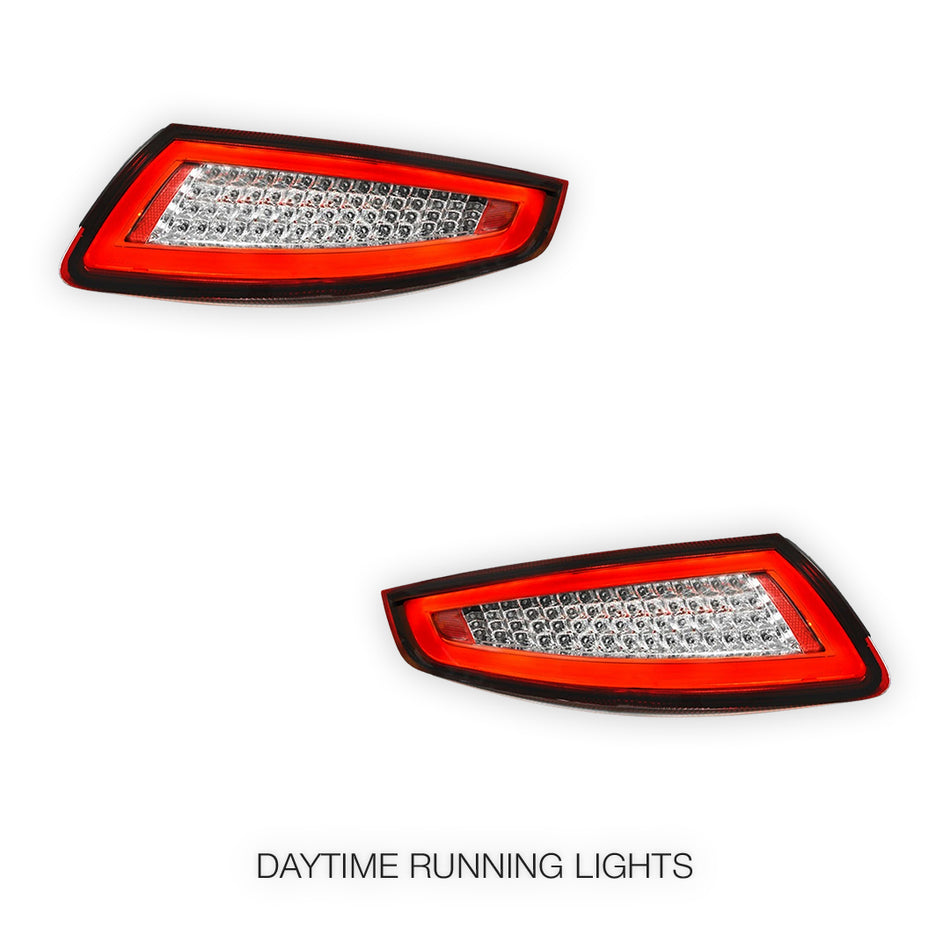 Porsche 911 997 Series (2005 - 2008) Clear Red Full LED 3D Stripe Bar Tail Lights LH + RH