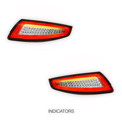 Porsche 911 997 Series (2005 - 2008) Clear Red Full LED 3D Stripe Bar Tail Lights LH + RH