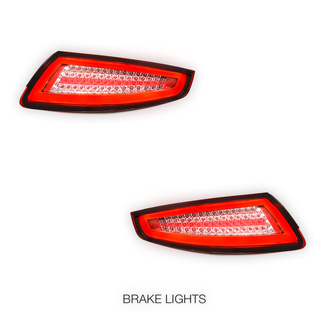 Porsche 911 997 Series (2005 - 2008) Clear Red Full LED 3D Stripe Bar Tail Lights LH + RH